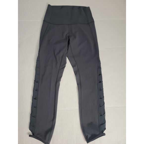 Lululemon Leggings Womens 8 Braid Side Mesh Lasercut High Rise Gray - Picture 2 of 8